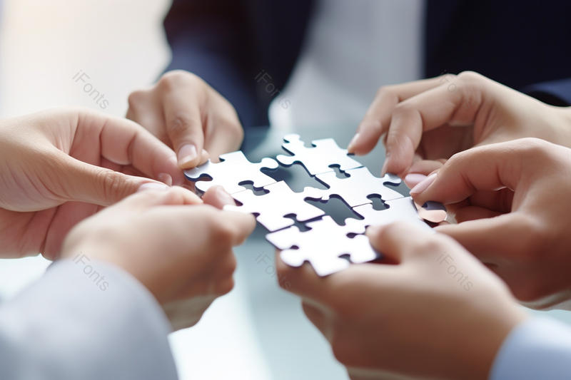 手拿白色拼图共创团队合作,高清,摄影图,摄影图片,图片大全,摄影图免费下载